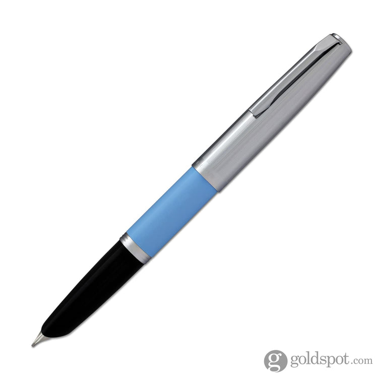 Aurora Duo Cart Fountain Pen - Light Blue Resin With Chrome Cap Medium Point Fountain Pen