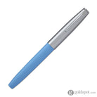 Aurora Duo Cart Fountain Pen - Light Blue Resin With Chrome Cap Medium Point Fountain Pen