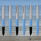 Aurora Duo Cart Fountain Pen - Light Blue Resin With Chrome Cap Medium Point Fountain Pen