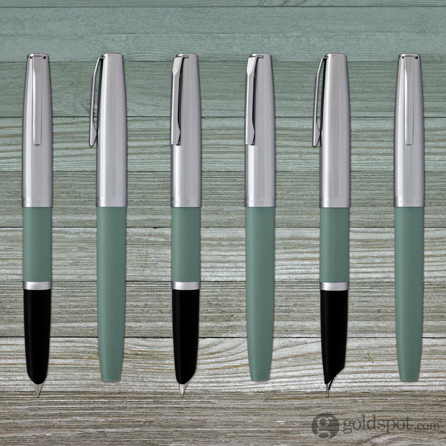 Aurora Duo Cart Fountain Pen - Light Green Resin With Chrome Cap Medium Point Fountain Pen