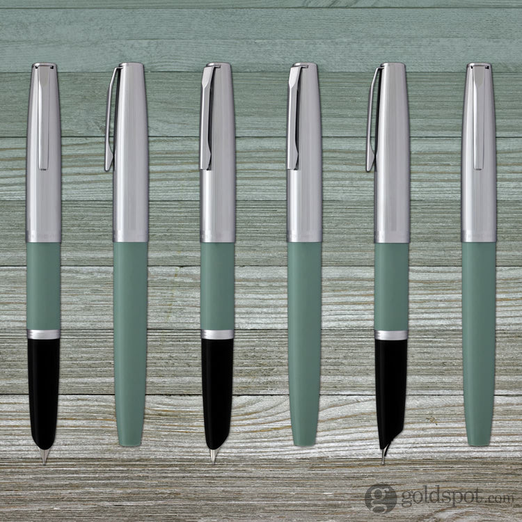 Aurora Duo Cart Fountain Pen - Light Green Resin With Chrome Cap Medium Point Fountain Pen