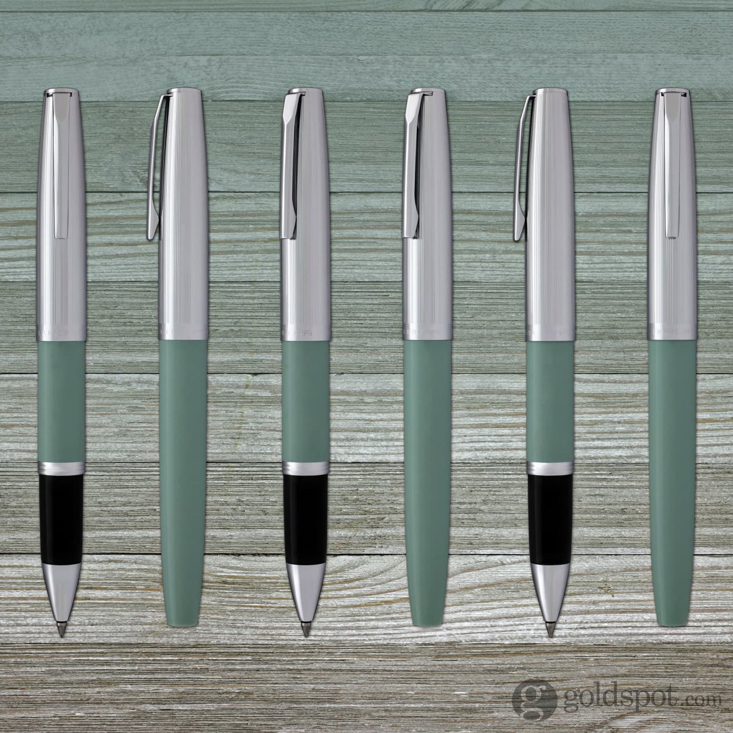 Aurora Duo Cart Rollerball Pen - Light Green Resin With Chrome Cap Rollerball Pen