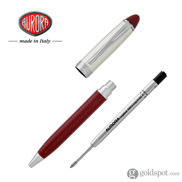 Aurora Ipsilon Ballpoint Pen in Red & Sterling Silver Cap Ballpoint Pen