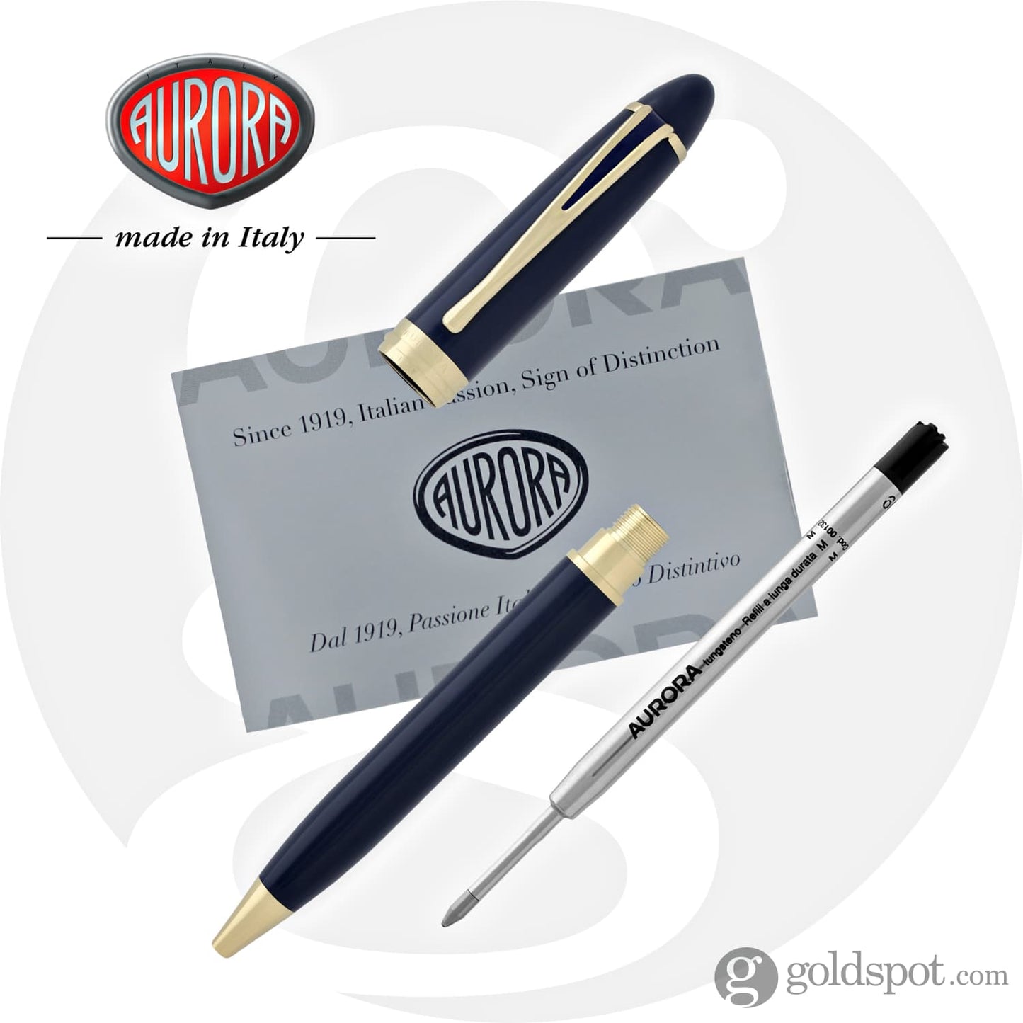 Aurora Ipsilon Deluxe Ballpoint Pen in Blue Gold Trim Ballpoint Pen