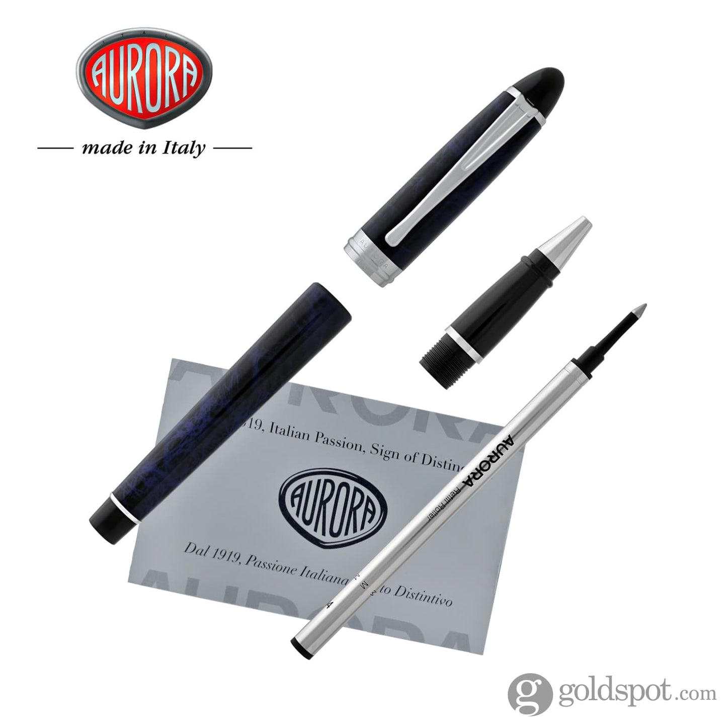 Aurora Ipsilon Lacquer Rollerball Pen in Blue with Silver Trim Rollerball Pen