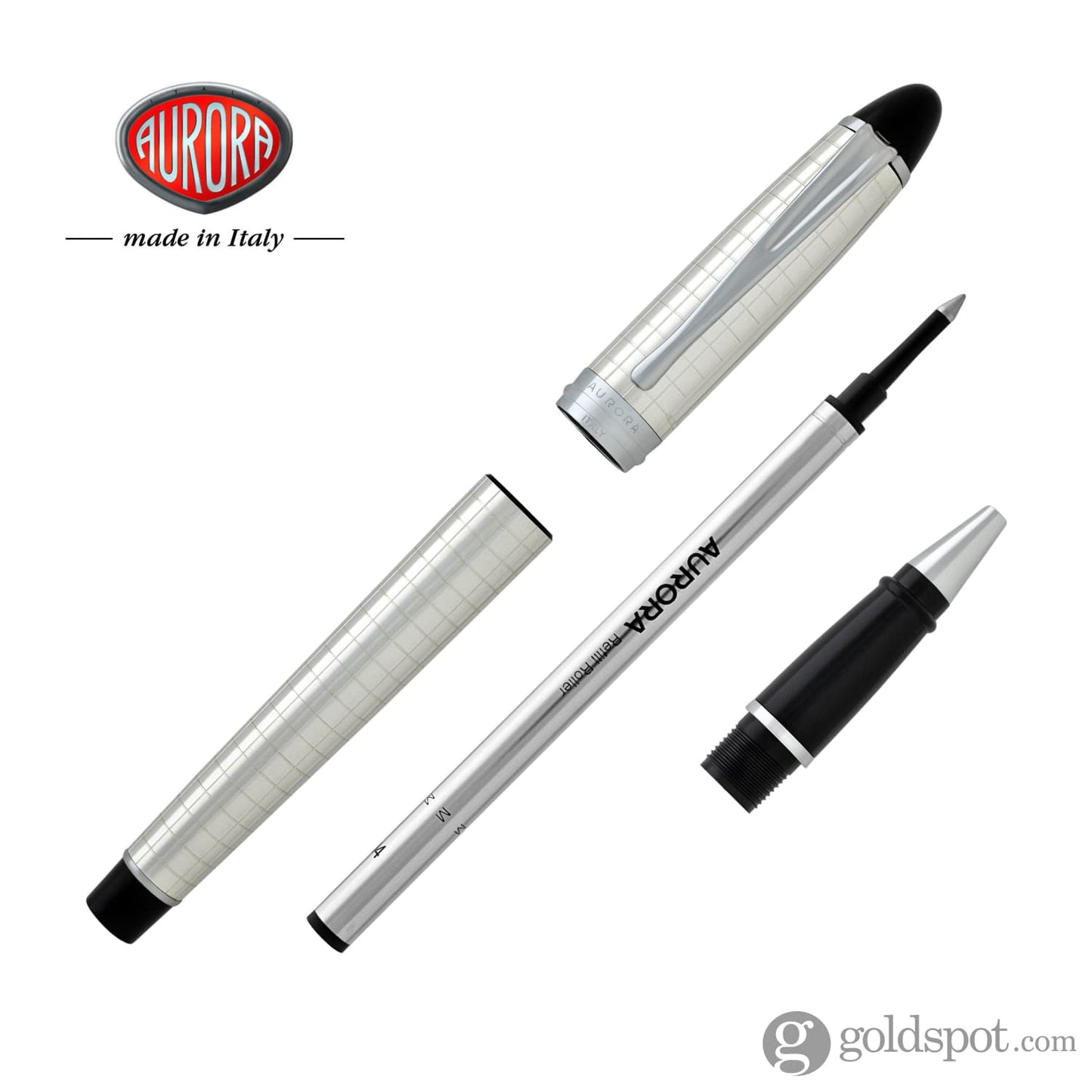 Aurora Ipsilon Quadra Rollerball Pen in Silver Pattern Rollerball Pen