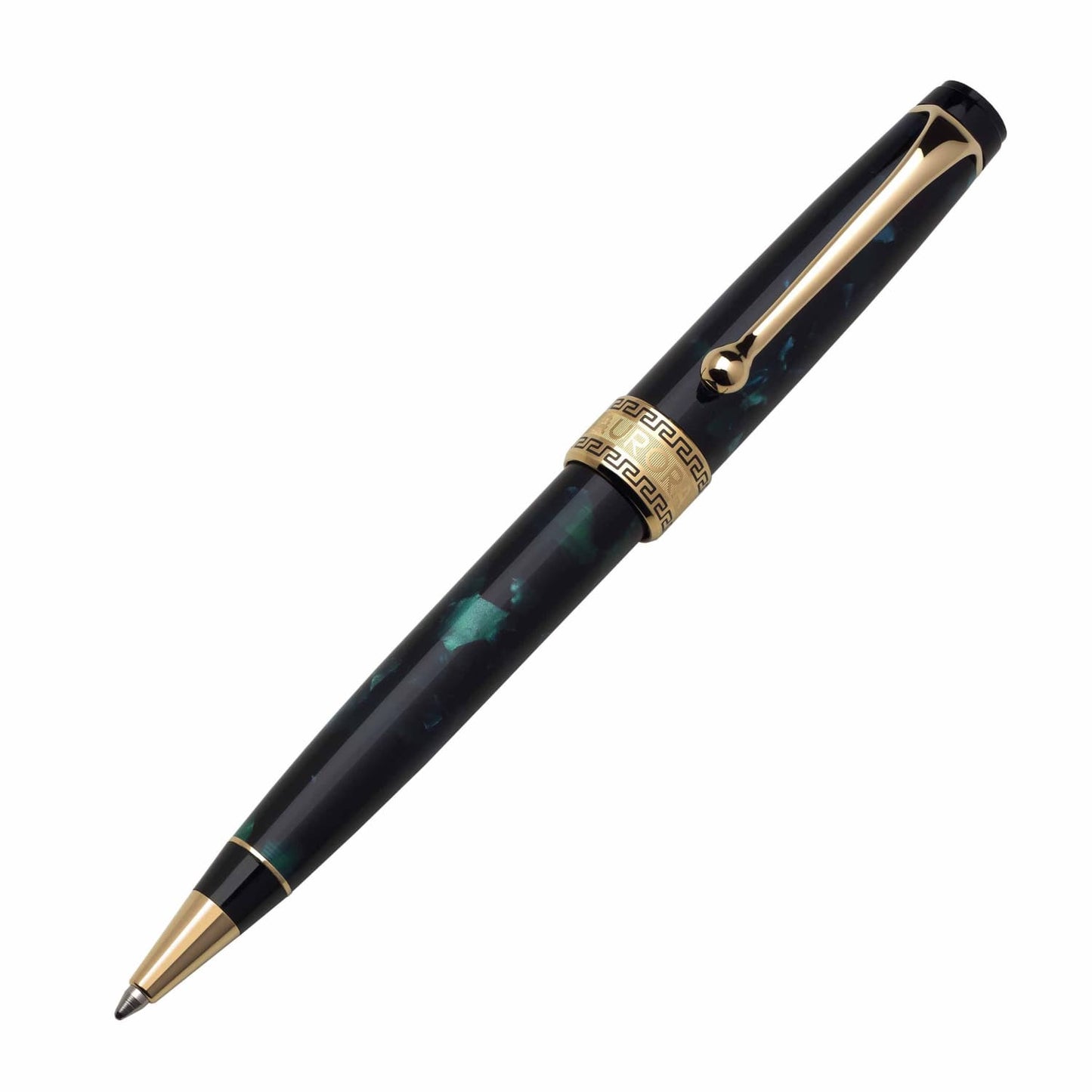 Aurora Optima Auroloide Ballpoint Pen in Emerald Green with Gold Trim Ballpoint Pen