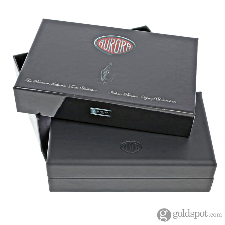 Aurora Optima Auroloide Fountain Pen in Blue with Chrome - 14K Gold Fine Point Fountain Pen