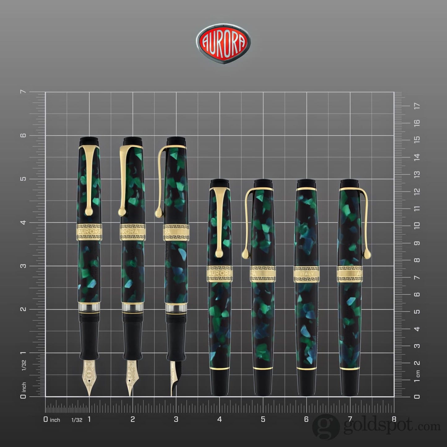 Aurora Optima Auroloide Fountain Pen in Emerald Green - 14K Gold Fountain Pen