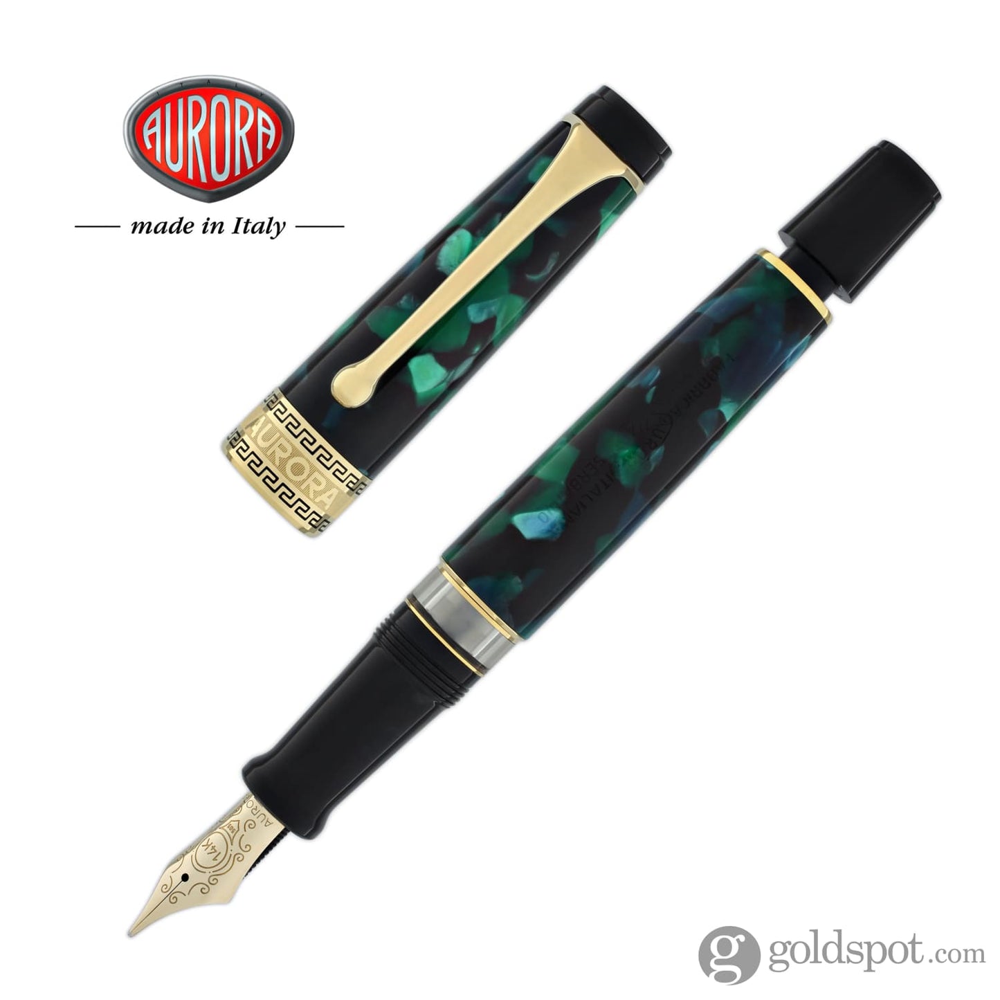 Aurora Optima Auroloide Fountain Pen in Emerald Green - 14K Gold Fountain Pen