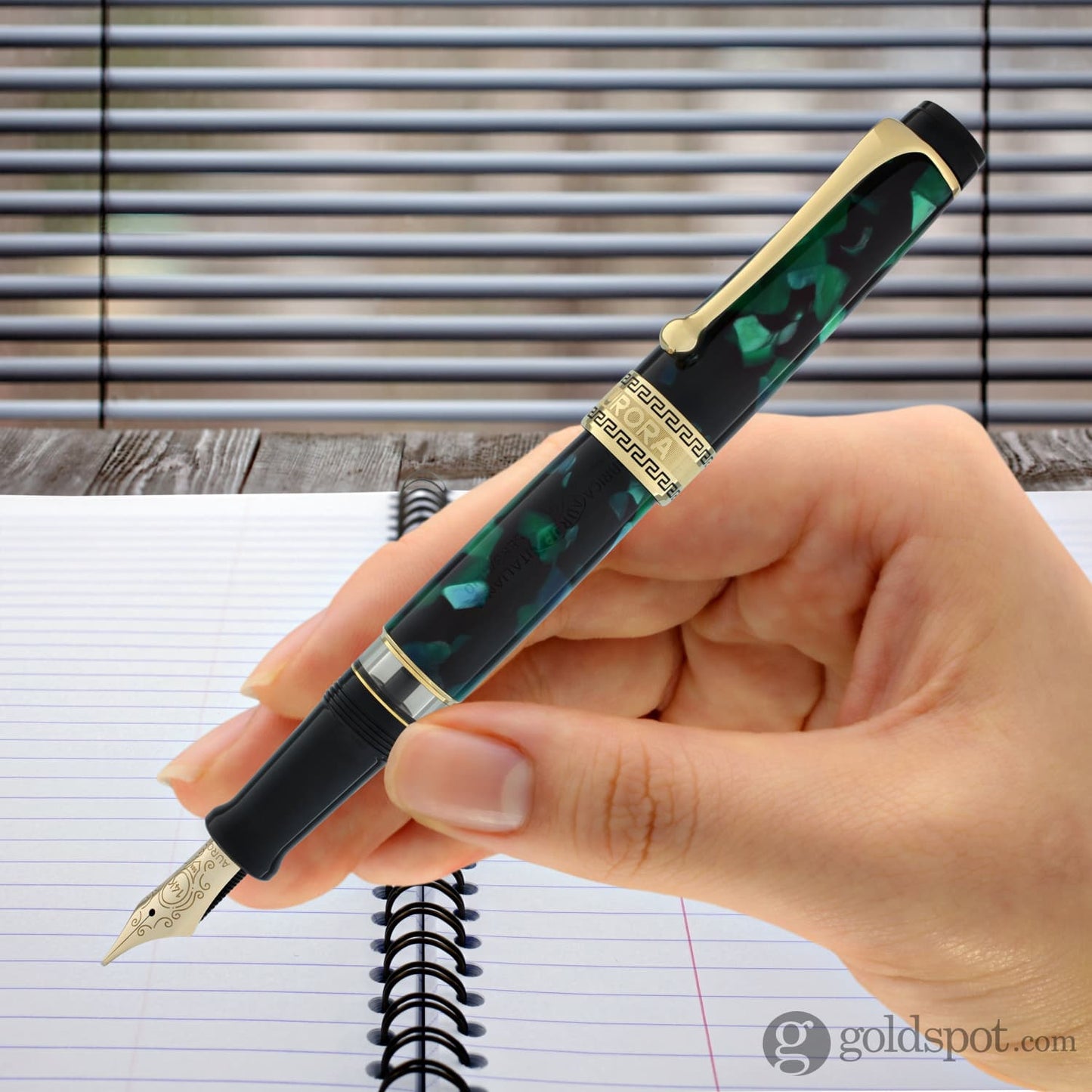 Aurora Optima Auroloide Fountain Pen in Emerald Green - 14K Gold Fountain Pen