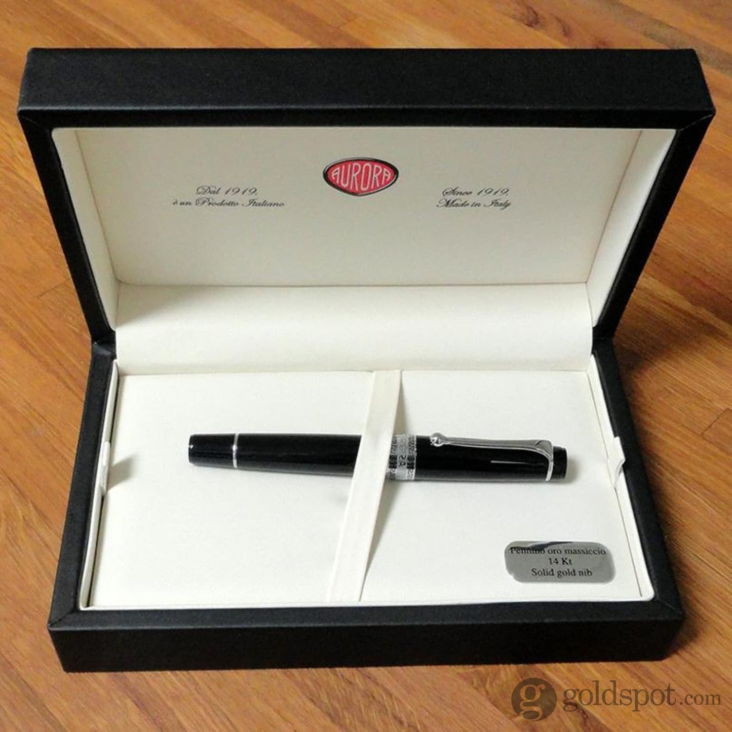 Aurora Optima Ballpoint Pen in Resin Black with Gold Trim Ballpoint Pen