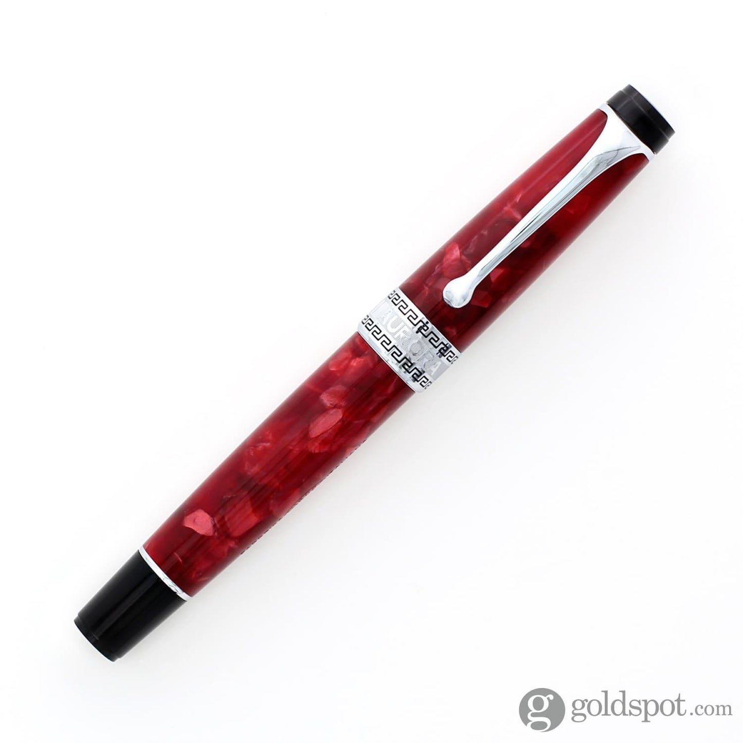 Aurora Optima Fountain Pen in Rossa Red Chrome Trim - 14K Gold Fountain Pen