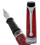 Aurora Optima Fountain Pen in Rossa Red Chrome Trim - 14K Gold Fountain Pen