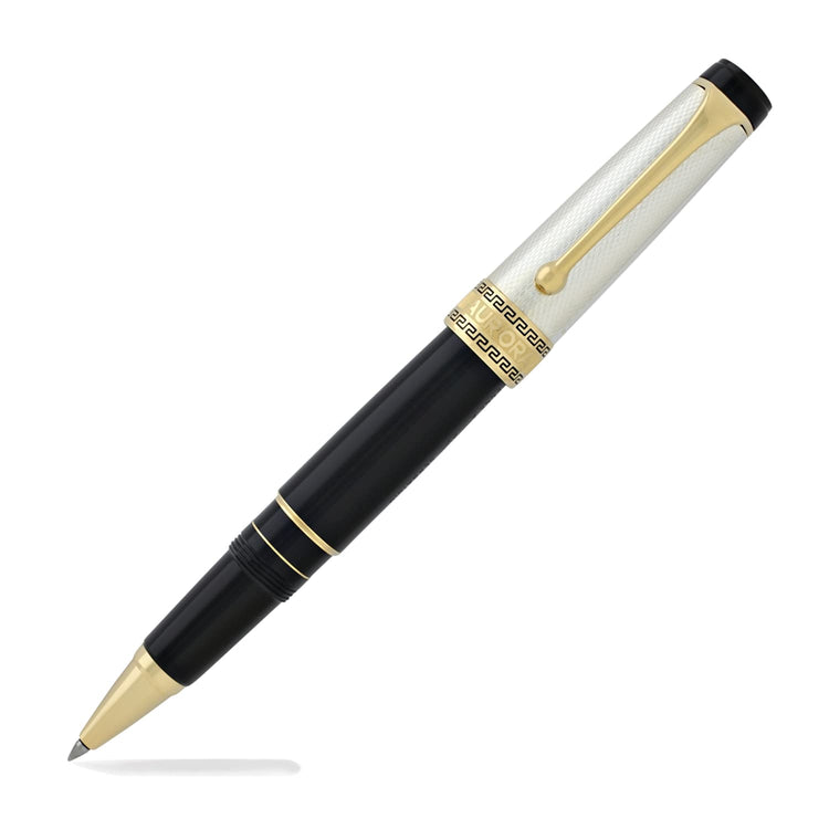 Aurora Optima Rollerball Pen Black Barrel with Solid Silver Cap Rollerball Pen