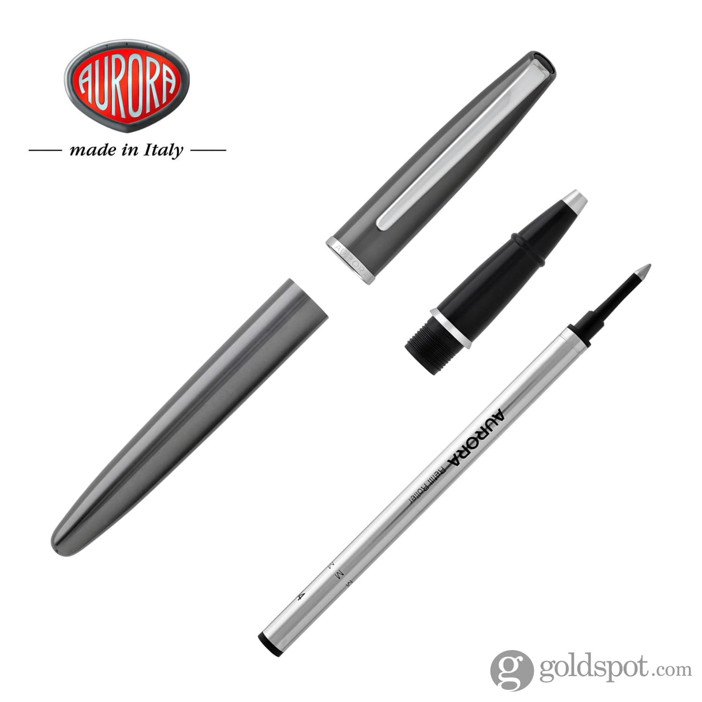 Aurora - Style Lacquer Rollerball Pen in Shiny Gun-Metal Misc