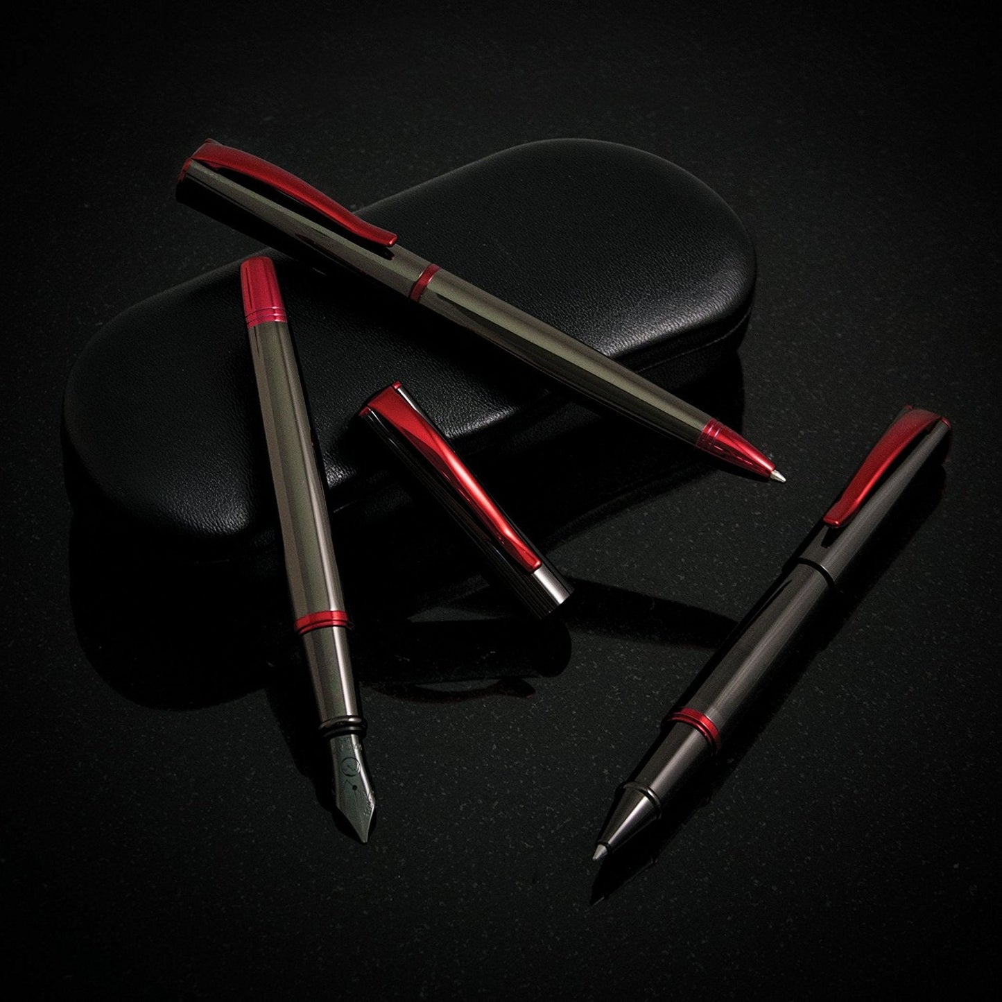 Monteverde Impressa Rollerball Pen in Gunmetal with Red Trim Rollerball Pen