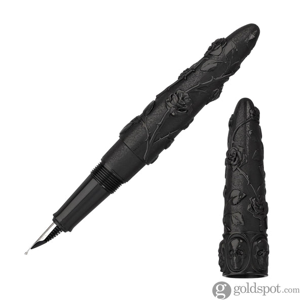 Benu Skulls and Roses Fountain Pen in Crow Black Fountain Pen
