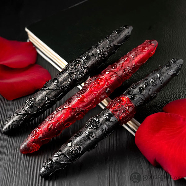 Benu Skulls and Roses Fountain Pen in Crow Black Fountain Pen