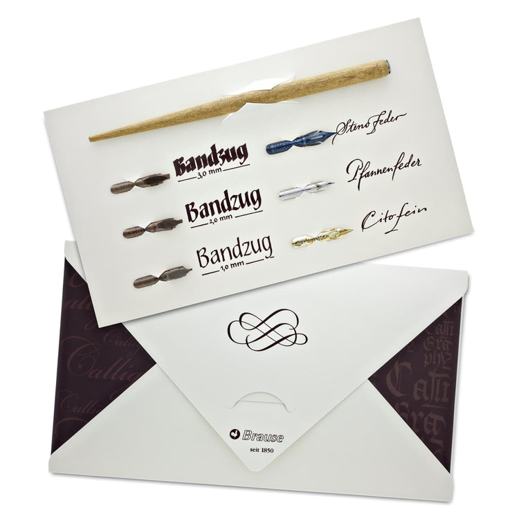 Brause Calligraphy Set - Includes 6 Nibs And 1 Wood Nib Holder Misc