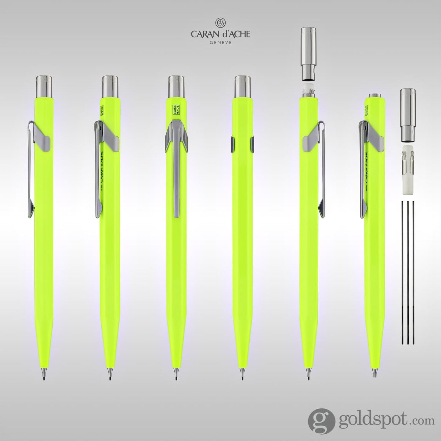 Caran d’Ache 844 Metal Collection Mechanical Pencil in Fluorescent Yellow - 0.7mm Mechanical Pencil
