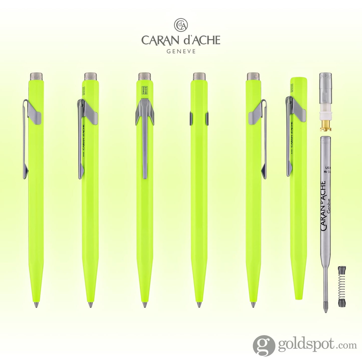 Caran d’Ache 849 Metal Collection Ballpoint Pen in Fluorescent Yellow Ballpoint Pen