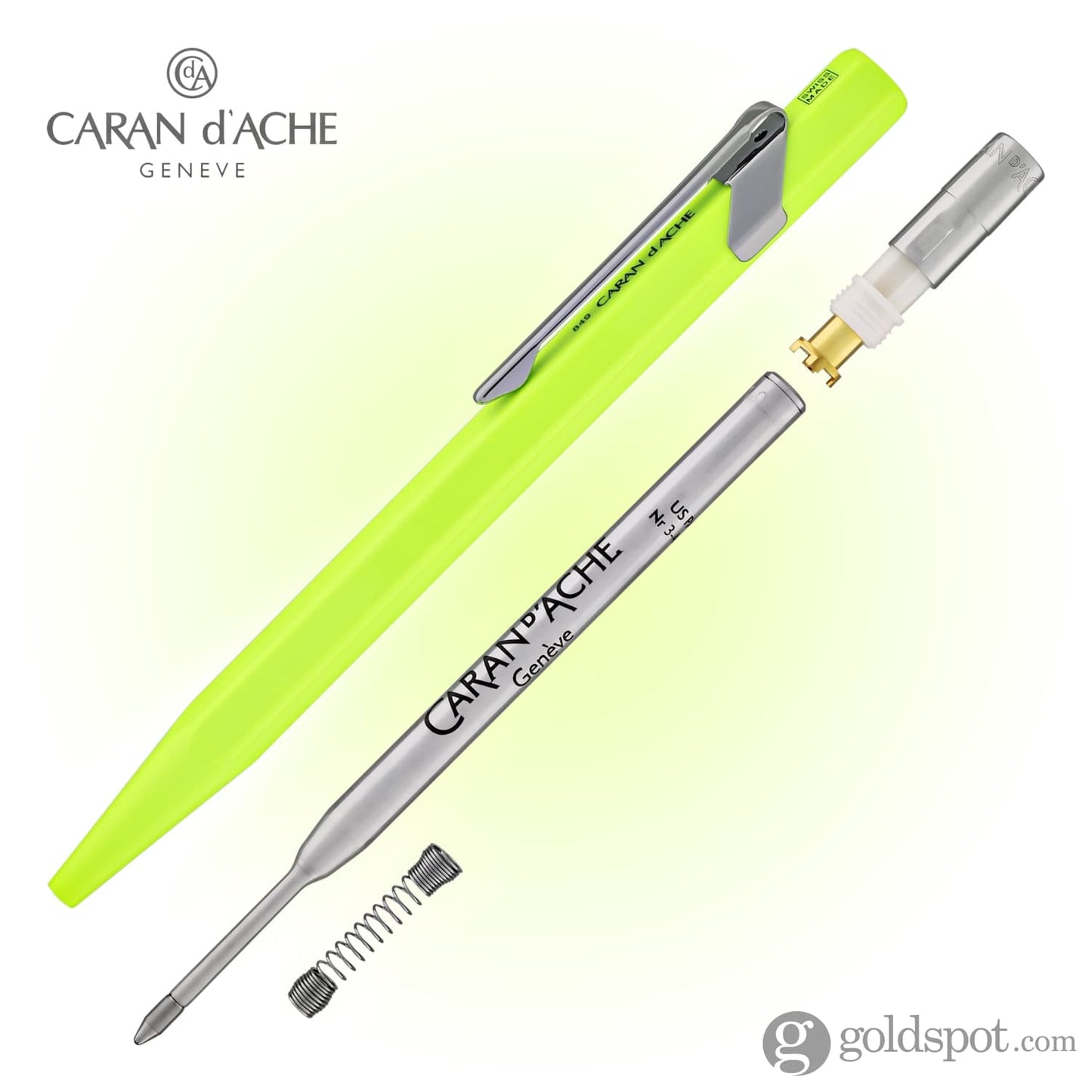 Caran d’Ache 849 Metal Collection Ballpoint Pen in Fluorescent Yellow Ballpoint Pen