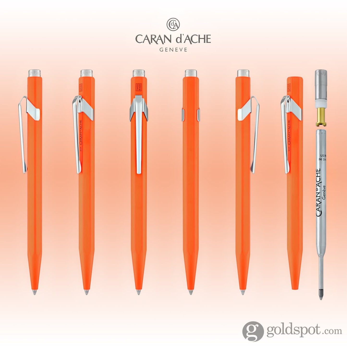 Caran d’Ache 849 Metal Collection Ballpoint Pen in Fluorescent Orange Ballpoint Pen
