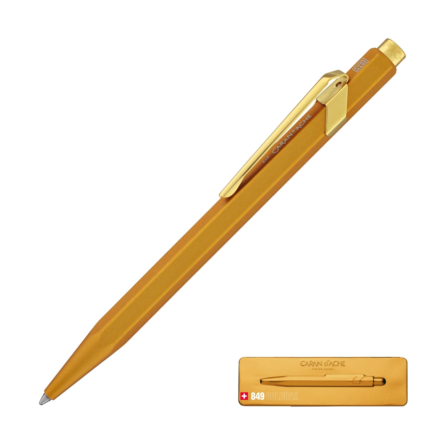 CARAN D'ACHE 849GOLD BAR ボールペン Caran d'Ache 849 Metal Ballpoint Pen in Goldbar - Goldspot Pens