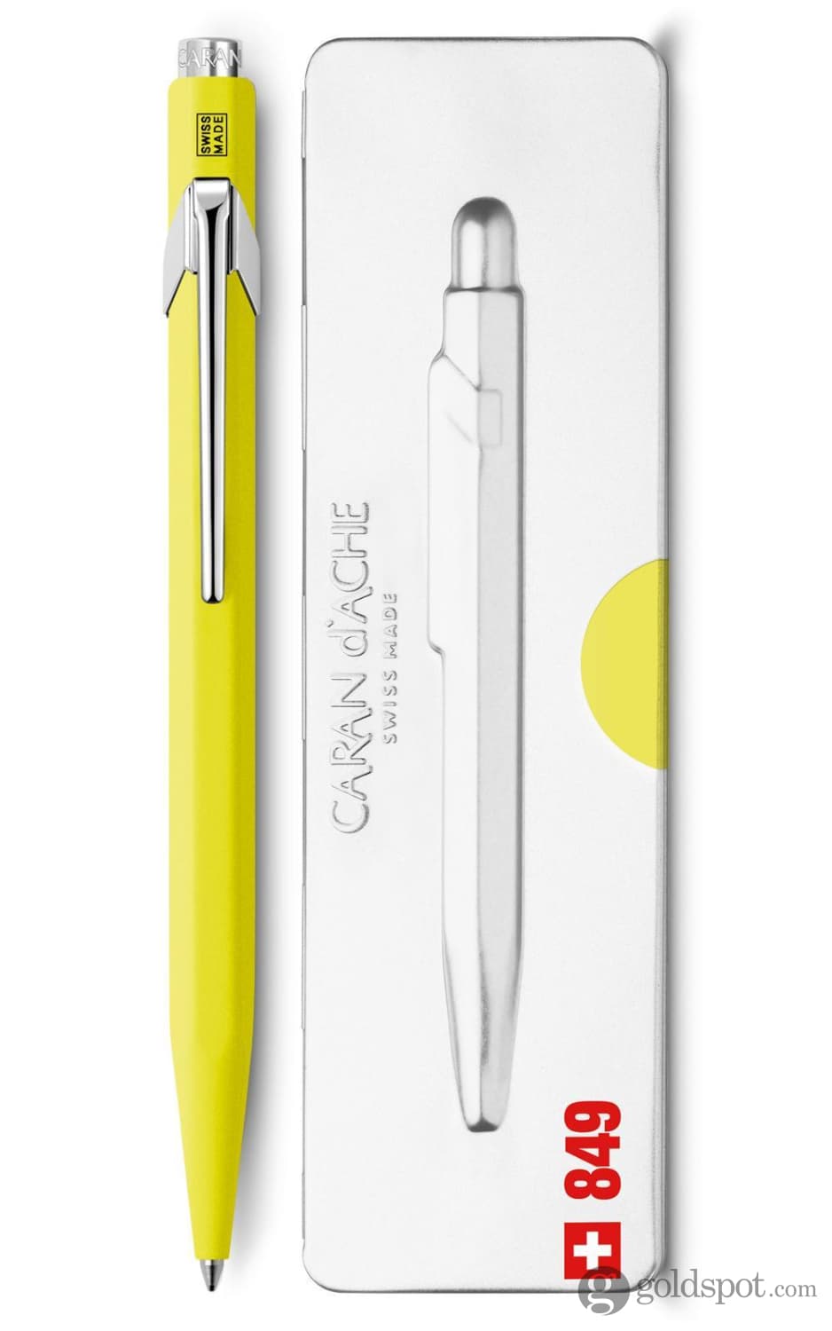 Caran Dache 849 Popline Ballpoint Pen in Fluorescent Yellow Ballpoint Pen