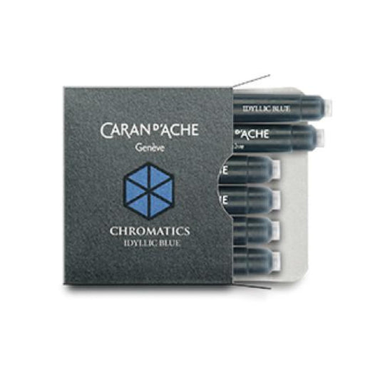 Caran d'Ache Chromatics Ink Cartridges in Idyllic Blue - Pack of 6
