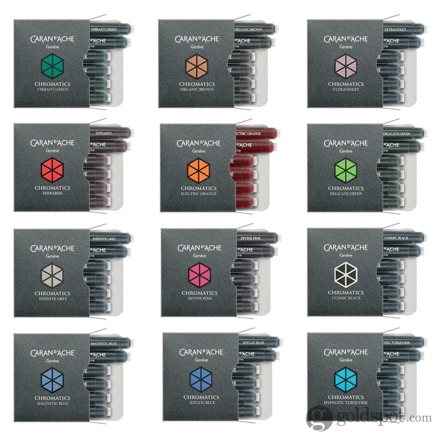 Caran dAche Chromatics Ink Cartridges in Ultraviolet - Pack of 6 Fountain Pen Cartridges