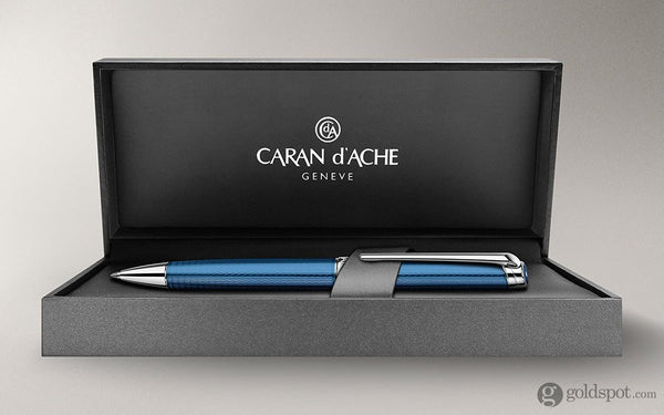 Caran dAche Léman Mechanical Pencil in Grand Bleu Silver Plated and Rhodium Coated - 0.7mm Mechanical Pencil