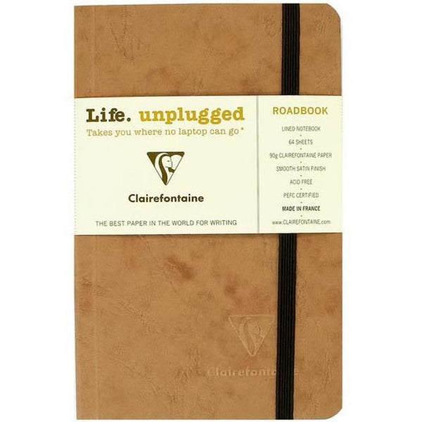 Clairefontaine Roadbook Ruled Notebook with Elastic Closure in Tan Notebook