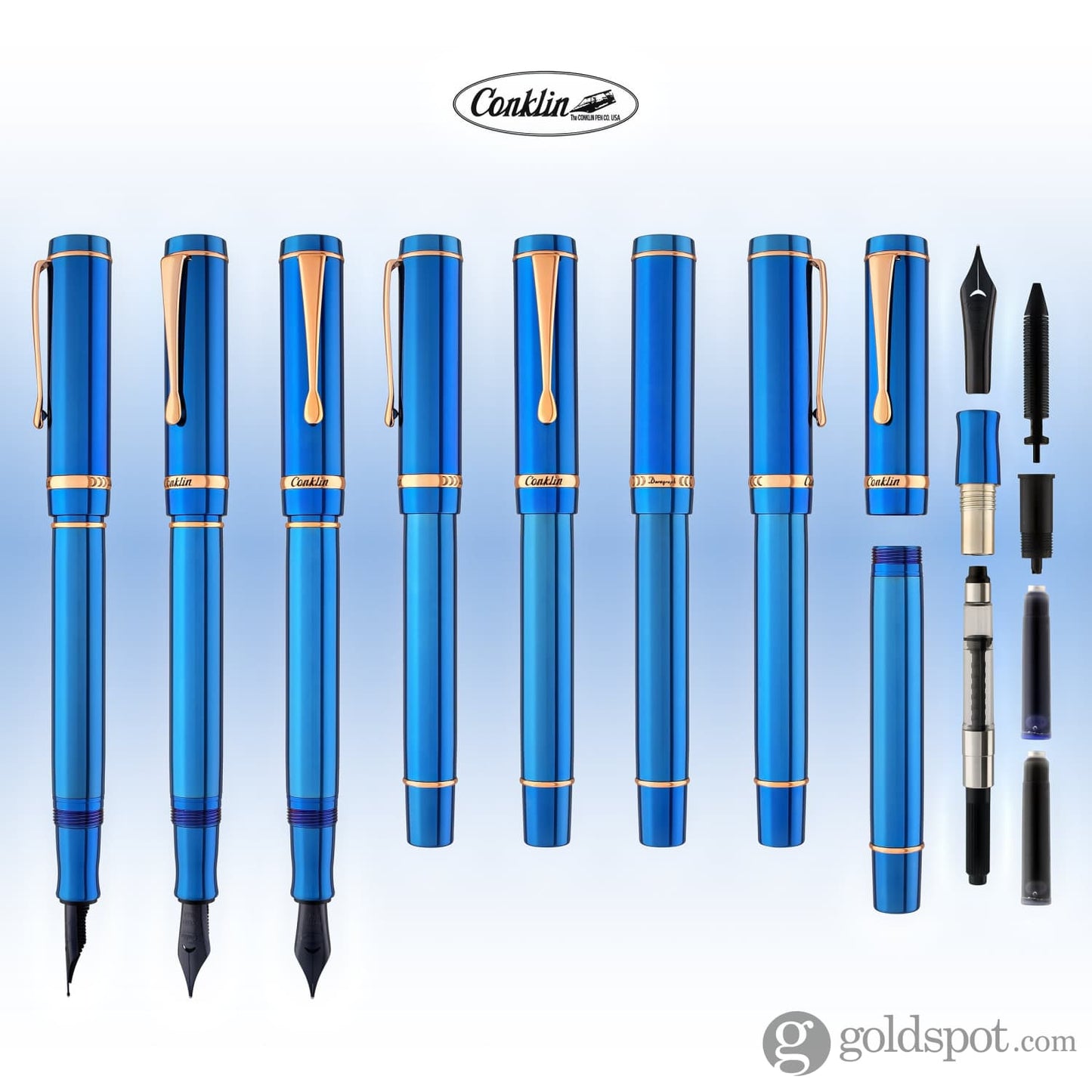 Conklin Duragraph Metal Fountain Pen in Blue Fountain Pen