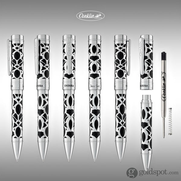 Conklin Endura Deco Crest Ballpoint Pen in Black with Chrome Trim Ballpoint Pen