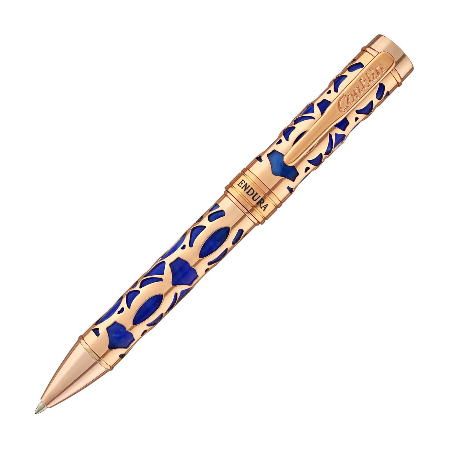 Conklin Endura Deco Crest Ballpoint Pen in Blue with Rosegold Trim Ballpoint Pen