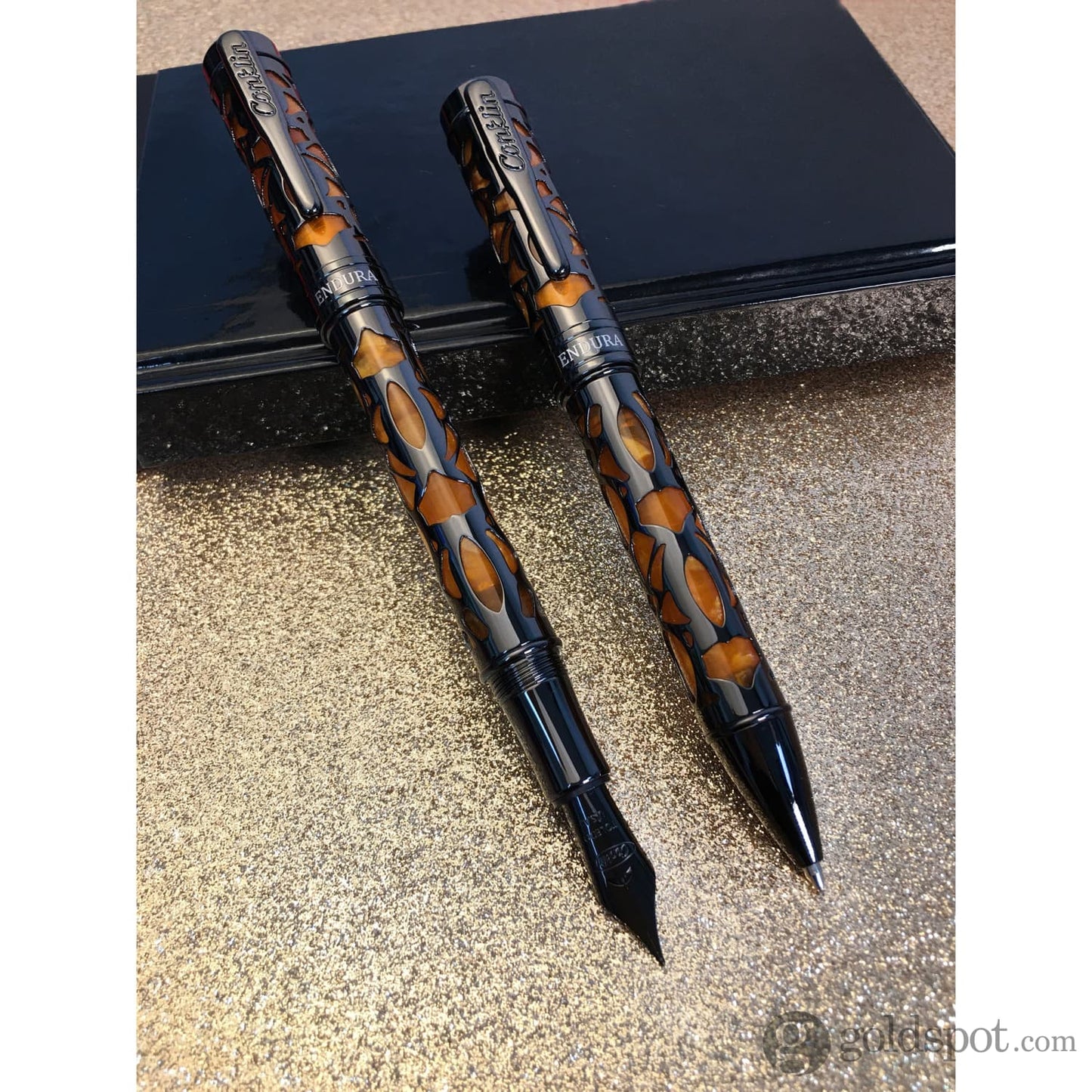 Conklin Endura Deco Crest Ballpoint Pen in Orange with Gunmetal Trim Ballpoint Pen