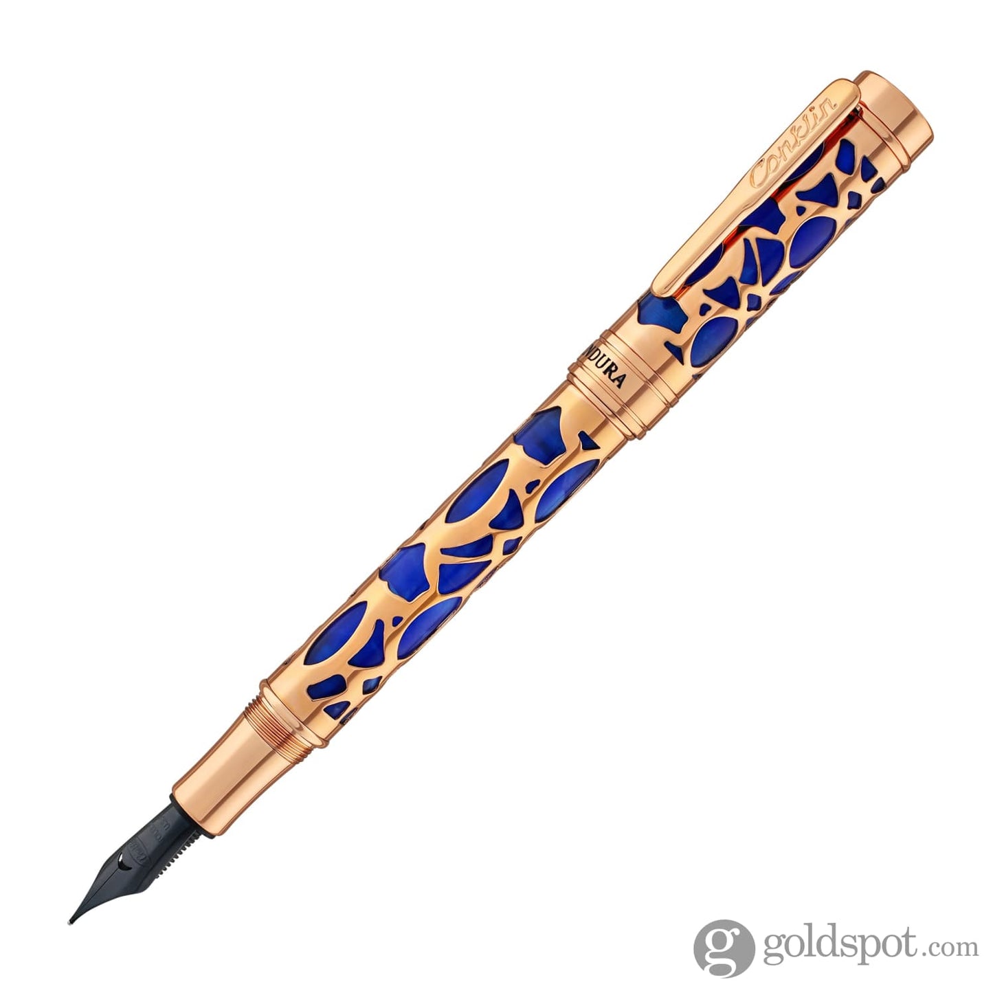 Conklin Endura Deco Crest Fountain Pen in Blue with Rosegold Trim Fountain Pen
