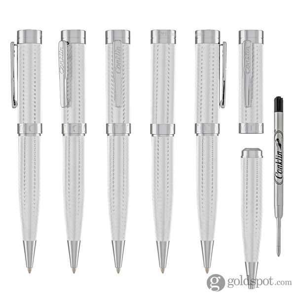 Conklin Herringbone Signature Ballpoint Pen in Silver Ballpoint Pens