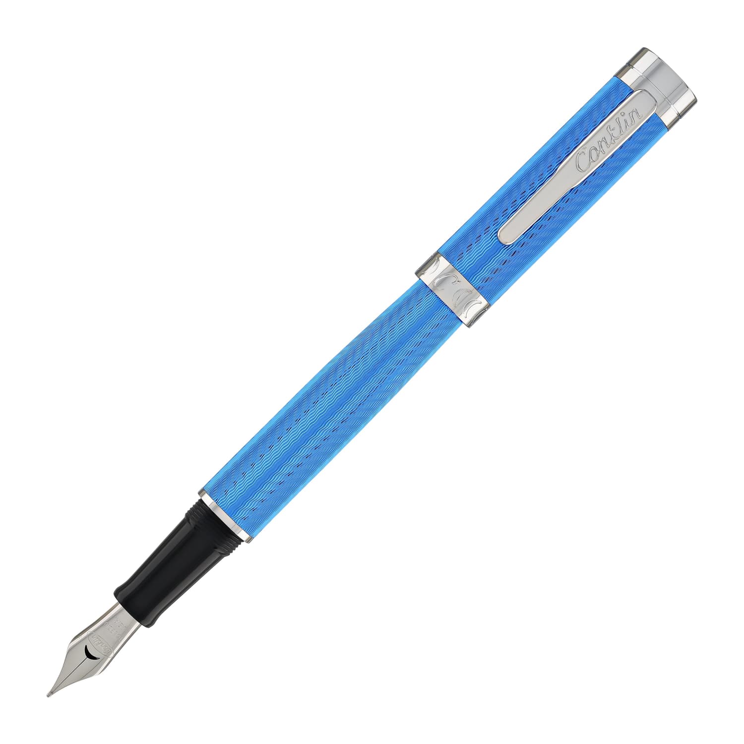 Conkline Conklin Herringbone Signature Fountain Pen in Blue - Goldspot Pens