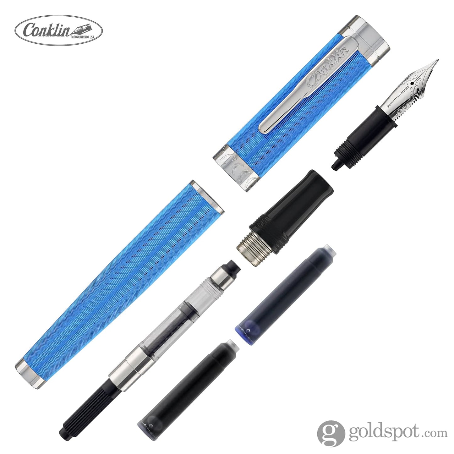 Conklin Herringbone Signature Fountain Pen in Blue Fountain Pen