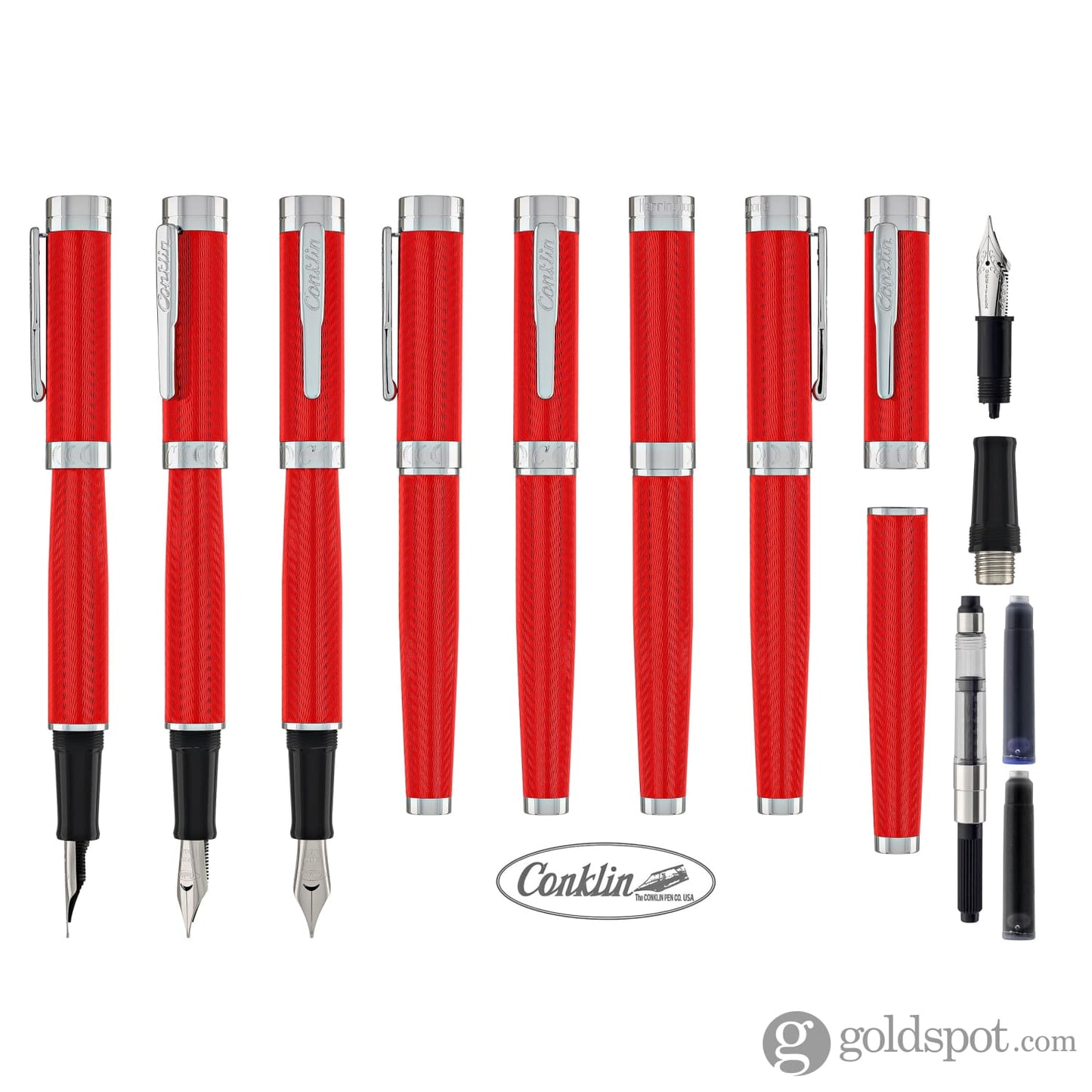 Conklin Herringbone Signature Fountain Pen in Red Fountain Pen