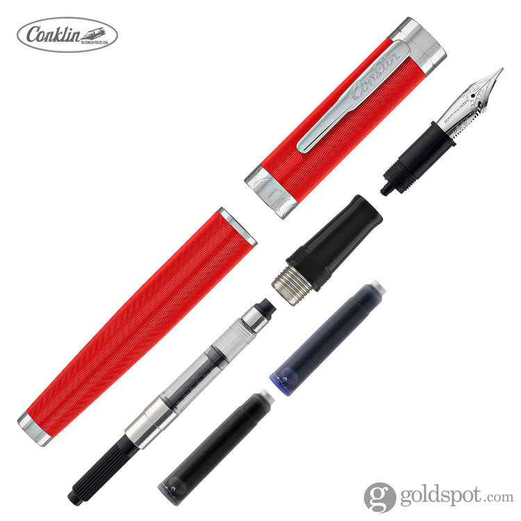 Conklin Herringbone Signature Fountain Pen in Red Fountain Pen