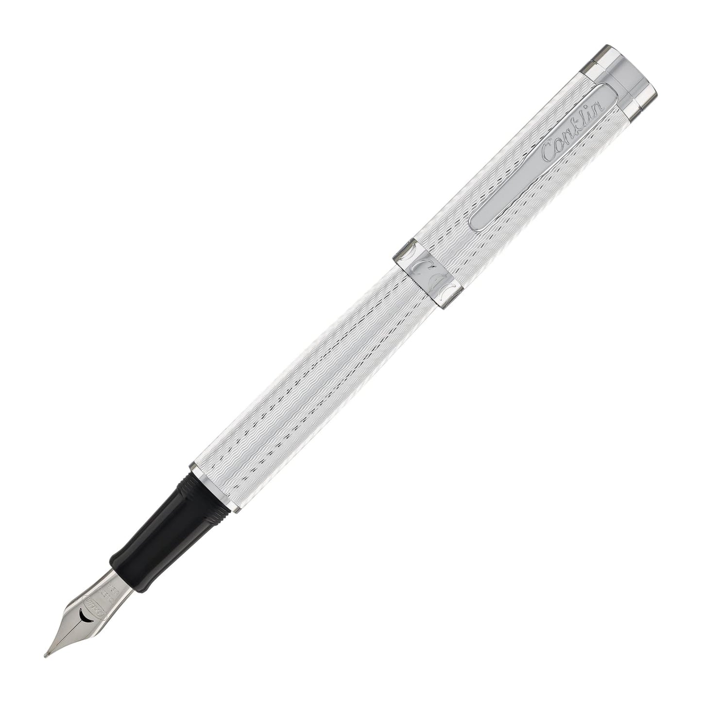 Conklin Herringbone Signature Fountain Pen in Silver Fountain Pen