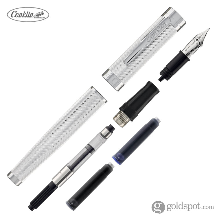 Conklin Herringbone Signature Fountain Pen in Silver Fountain Pen