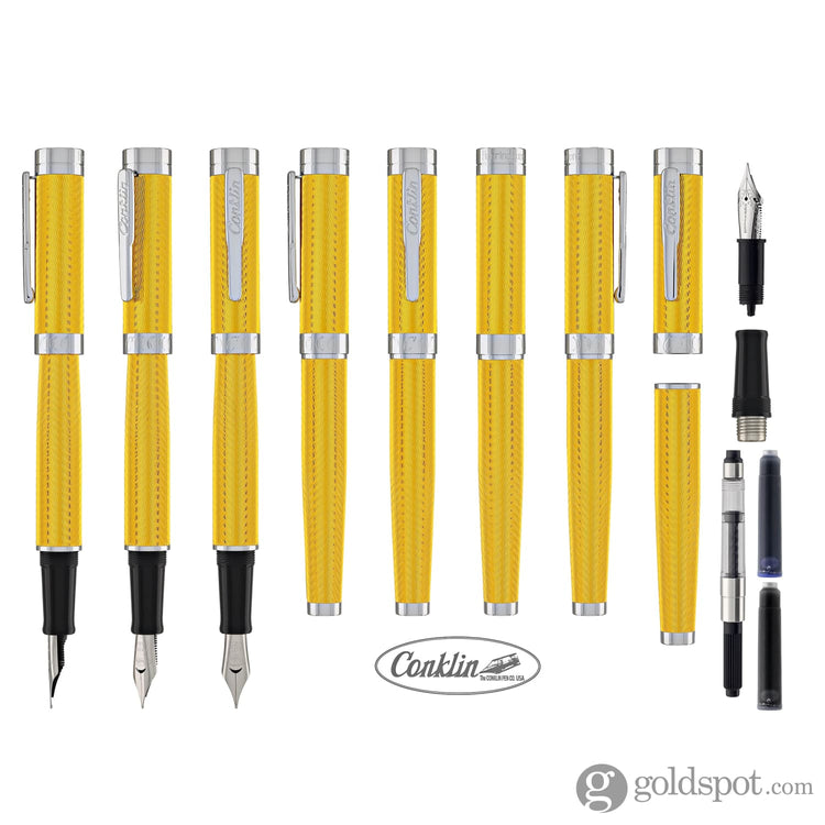 Conklin Herringbone Signature Fountain Pen in Yellow Fountain Pen