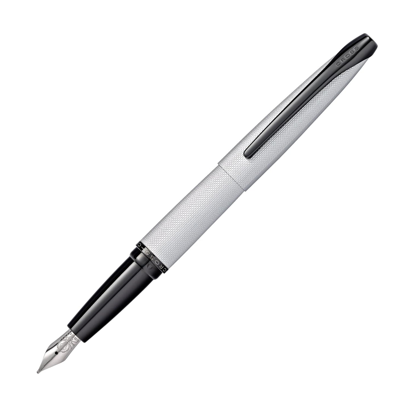Cross ATX Fountain Pen in Brushed Chrome with Etched Diamond Pattern Fountain Pen
