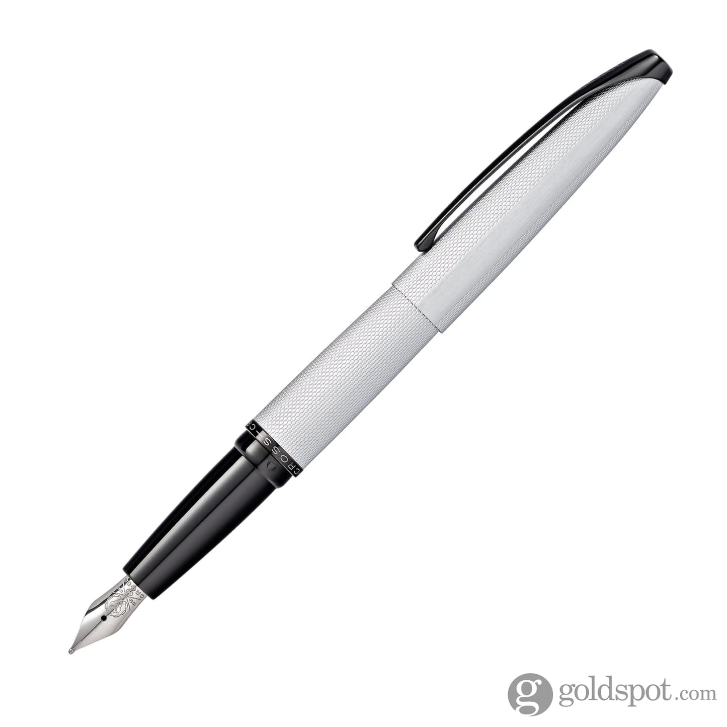 Cross ATX Fountain Pen in Brushed Chrome with Etched Diamond Pattern Fountain Pen