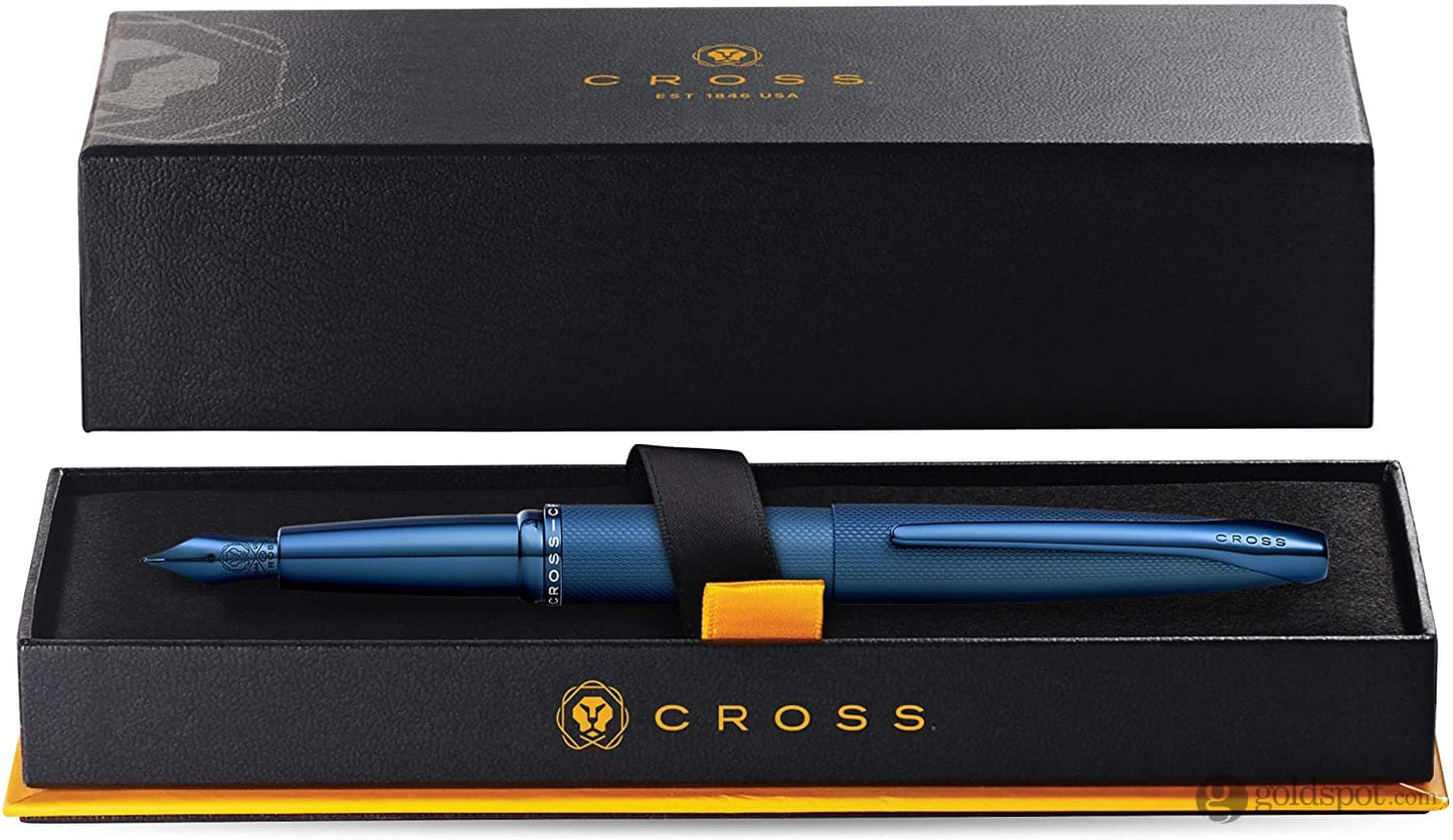 Cross ATX Fountain Pen in Sandblasted Dark Blue PVD with Etched Diamond Pattern Fountain Pen